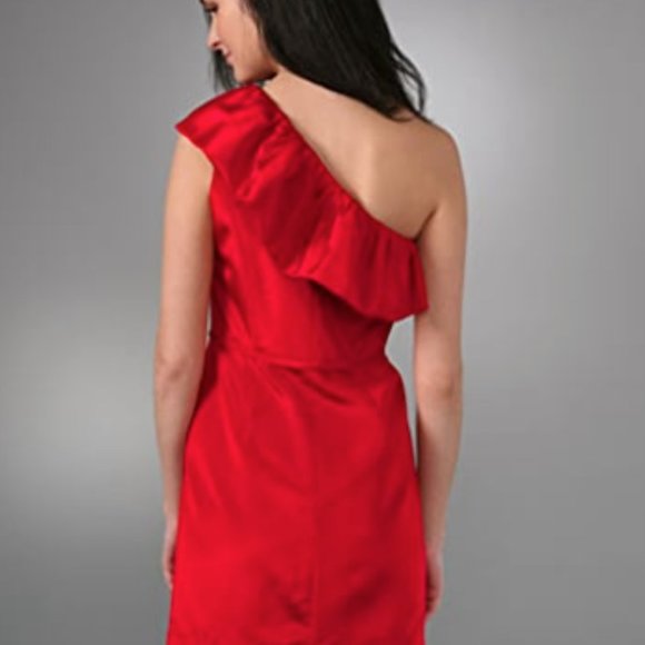 SHOSHANNA Red One Shoulder Dress - Picture 2 of 7